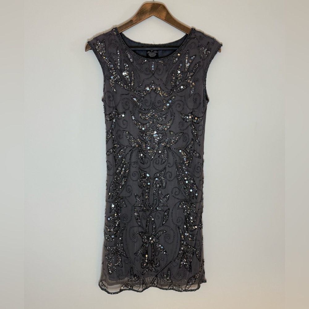Pisarro Nights Charcoal Embellished Mini Dress